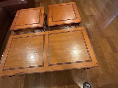 Wooden Coffee Table and End Tables Set, View more