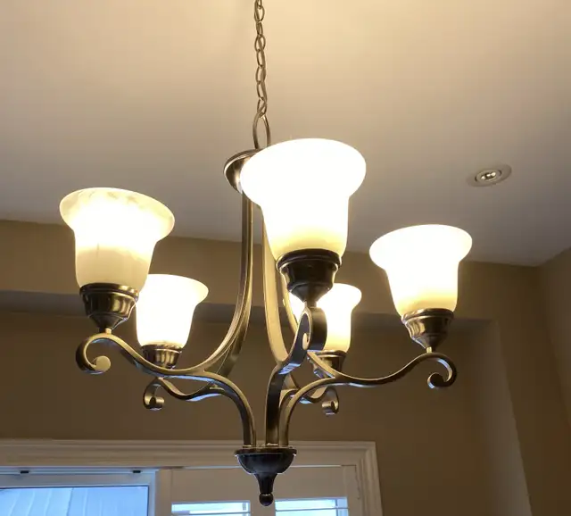 5-LIGHT SILVER/ PEWTER CHANDELIER in Indoor Lighting & Fans in Markham / York Region - Image 6