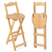2 Folding Bar Stools Counter Height Chairs w/Ergonomic Backrest