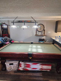 Slate pool table,light and rack 