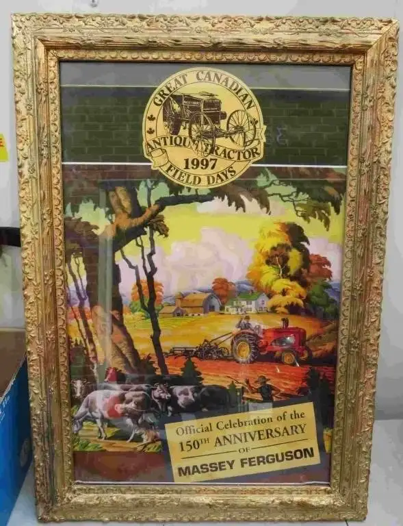 150th ANNIVERSARY MASSEY FERGUSON FRAMED POSTER + 2 EMBLEMS62863282671235121