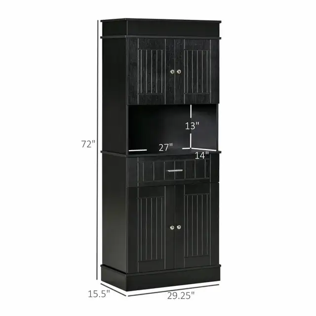 72" Kitchen Pantry Cabinet, Freestanding Buffet with Hutch, Cupb in Hutches & Display Cabinets in Markham / York Region - Image 4
