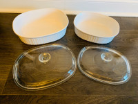 Set of 2 Corningware casserole dishes with lids