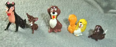 Disneykins Lady and the Tramp figurines from the 1960's made by Marx. Five of the characters from th...