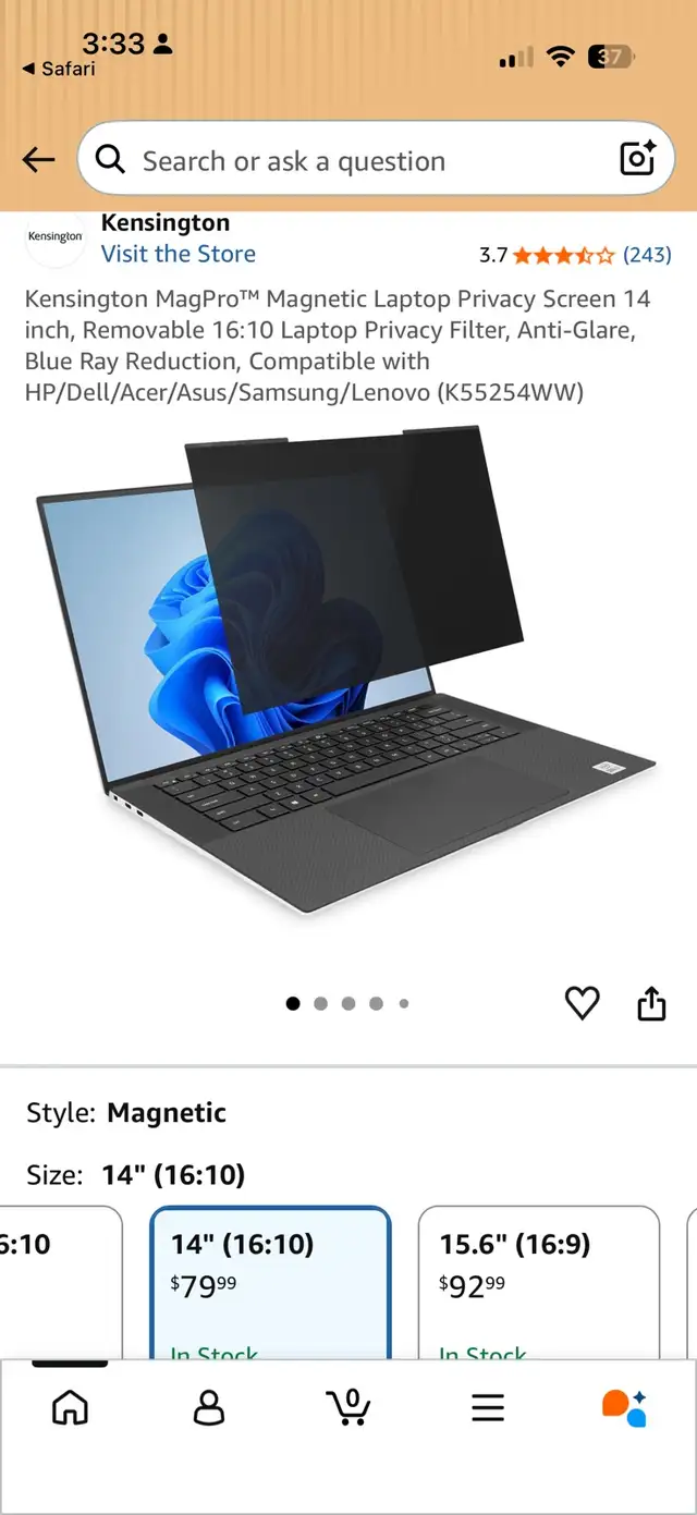 Kensington MagPro Magnetic Privacy Screen 14” 16:10 Brand new in Laptop Accessories in City of Toronto - Image 6