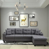 New sectional with reversible chaise and cupholders on sale 