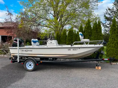 For sale 2002 Boat motor and trailer. Boat is a sail fish 17 ft center console with 115 Merc. Also h...
