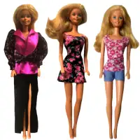 Vintage 85-90,  poupée Barbie, 3 ensembles de vêtements