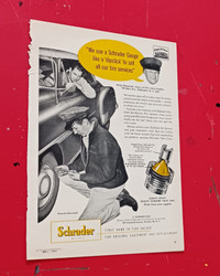 1952 CHEVY BEL AIR FOR VINTAGE 1953 SCHRADER TIRE GAUGE AD