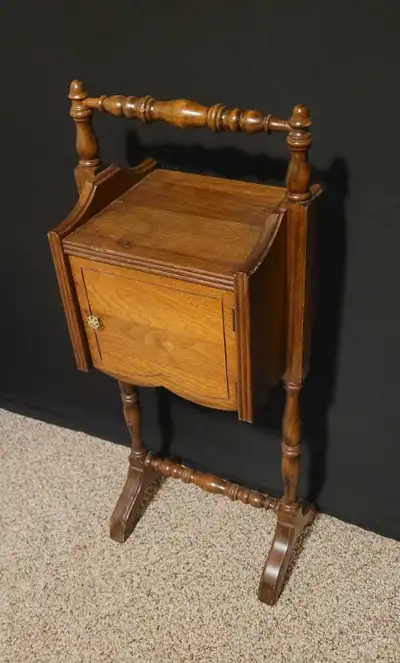 Antique Walnut Humidor / Smoke Stand, View more