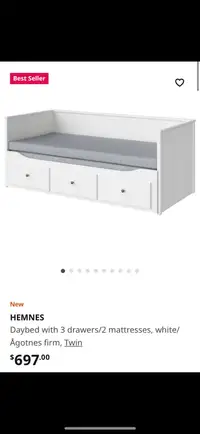 IKEA daybed with 3 drawers and 2 mattresses 