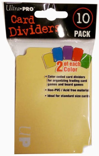 Ultra Pro … COLOURED CARD DIVIDERS … package of ten … (3=$25.00)