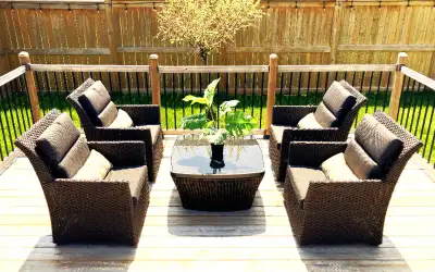 Grand Luxe Resin Wicker Five (5) Pc Patio Club Chair Set