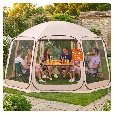 VEVOR Screen House Tent, 15 x 13.8’ - 12-15 Person Pop Up Tent, View more