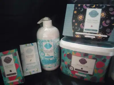 Scentsy Laundry Bundles! Includes laundry liquid, washer whiffs, dryer sheets, and dryer disks, long...
