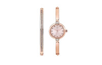 Spirit Ladies' Rose Colour Stone Set Watch and Bracelet Set New