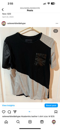 Akademiks leather t shirt size: M $35 IG: @SoleWorldWideHype