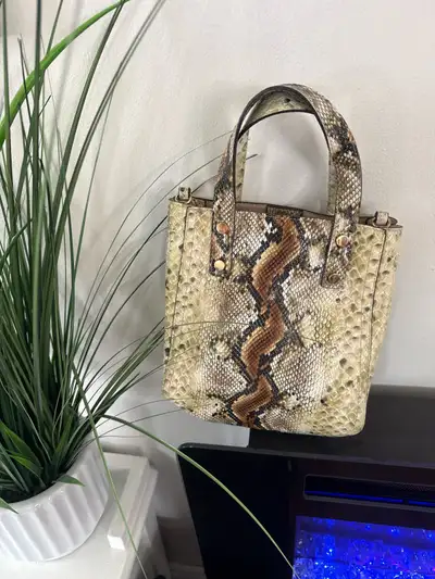 The handbag in the image is a snakeskin patterned mini tote bag from H&M. This 2-way bag can be used...