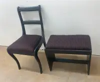 A set of a chairs and bench, same finish/upholstery, refurbished
