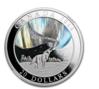 2014 Canada 1 oz Silver $20 Northern Lights Howling Wolf $59