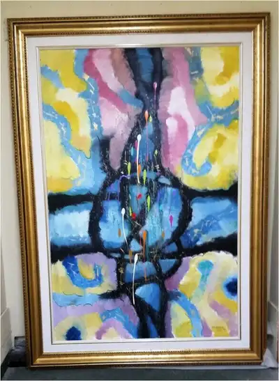 Original abstract oil paintings by famous Canadian Hungarian artist Gyula Marosan. .This one is a ma...