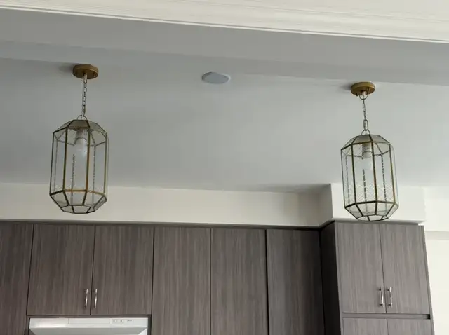 2 Brass & Glass Pendant Lights – $200 for Both in Indoor Lighting & Fans in Mississauga / Peel Region - Image 3