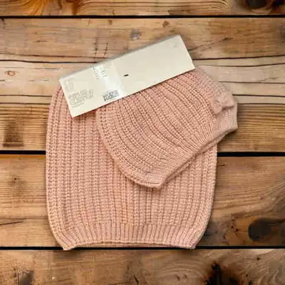 NEW H&M Beanie and Tube Scarf Set Conscious 5T/7 Pink Gold Fill, View more