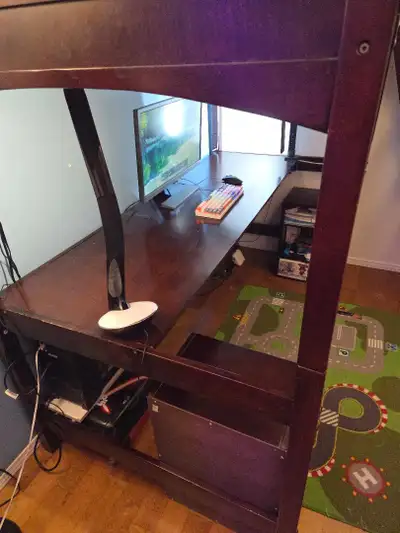 Lit mezzanine  avec bureau intégré, View more
