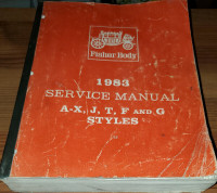 1983 Fisher Body Service Manual CAMARO TRANS AM FIREBIRD