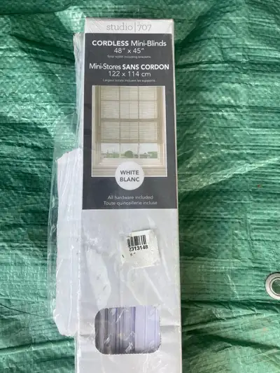 Cordless mini-blinds 48x45 total width including brackets , View more