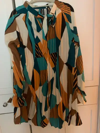 Pleated, abstract dress, View more