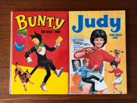 Vintage 80s UK Comics HC Annuals - Bunty & Judy For Girls  Retro