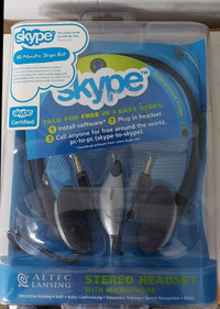 ALTEC LANSING " SKYPE" STEREO HEADSET w/MICROPHONE (NEW/SEALED)