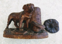 Vintage Wood Carved Pipe Stand and Humidor
