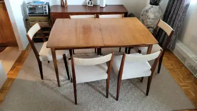 Modern Mid-Century Solid Teak Dining Set & Sideboard, View more
