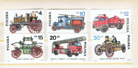 POLAND/POLOGNE. Série de 6 timbres tout neufs "FIREMEN AUTOS".