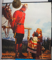 Arnold Friberg 1998 RCMP Mountie Talking to Children Poster