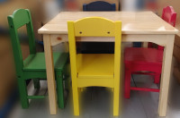 Toddlers chairs and table set, playing toys tots