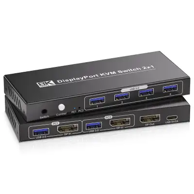 8K@60Hz 4K@120Hz Displayport KVM Switch 1 Monitors 2 Computers w, View more