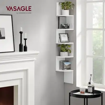 Corner Shelf Wall Mount, 5-Tier Floating Corner Bookshelf, Plant, View more