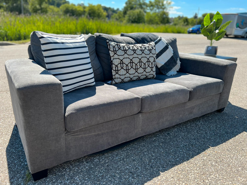 SAME DAY DELIVERY! Leon’s Modern Grey Sofa LOOKS STUNNING! Couches