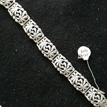BRACELET - Birks Sterling and Marcasite - Safety chain closure