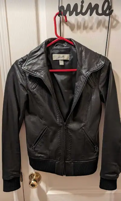 Black leather jacket, View more