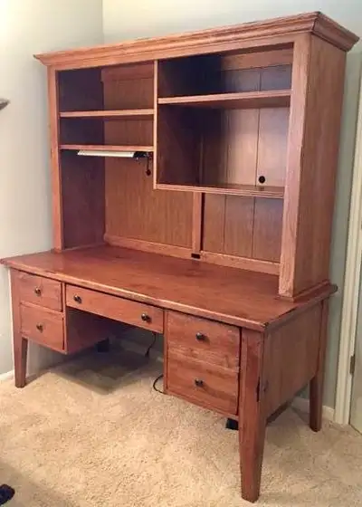Desk and hutch. Solid wood., View more