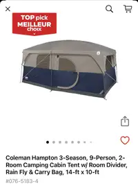 Coleman Hampton 3 Season 9 Person Tent BRAND NEW 
