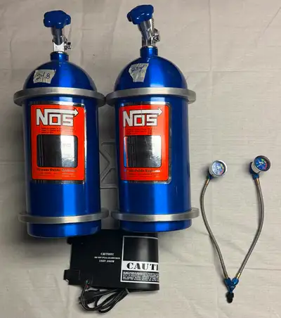 10lbs NOS Bottles With Billet Alumium Pro Precision Bracket, Y-Block, NOS Gagues and Bottle Heater....