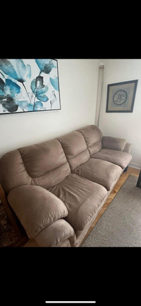 3 seater suede couch 