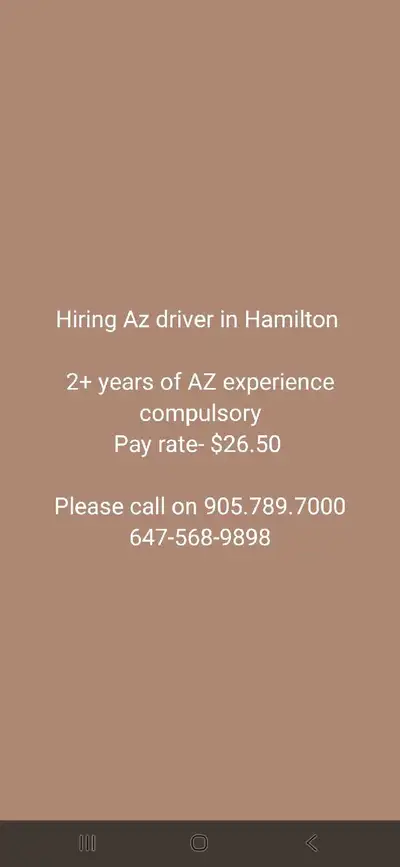Hiring Az driver in Hamilton , View more