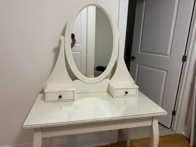 IKEA Hemnes Makeup Table w Mirror, White, View more
