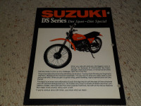 1970's Suzuki DS Series TS Series Dirt motorcycle brochure